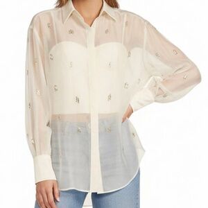 ANTONIO MELANI Cream Sheer Button Down Shirt